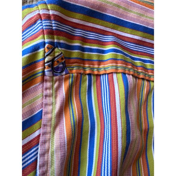 Robert Graham Bright Multi Colored Vertical Striped XL Button Down Dress Shirt - Picture 6 of 9